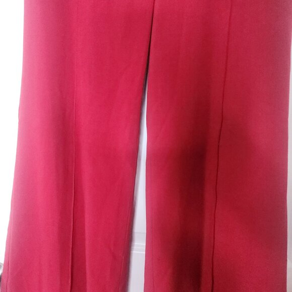 Moda international Red high waisted paper bag flare wide leg dress pants size 10 - Picture 5 of 12
